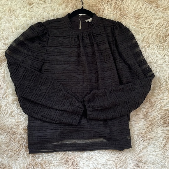 LOFT size M blouse/Top black with liner, transparent sleeves - Picture 4 of 4